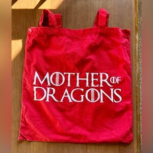 GOT Red Tote Bag with 'Mother of Dragons' Print